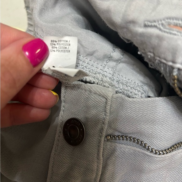 Aerie Cut Off Jean Shorts Grey Distressed Elastic Back Size Small - Picture 3 of 5